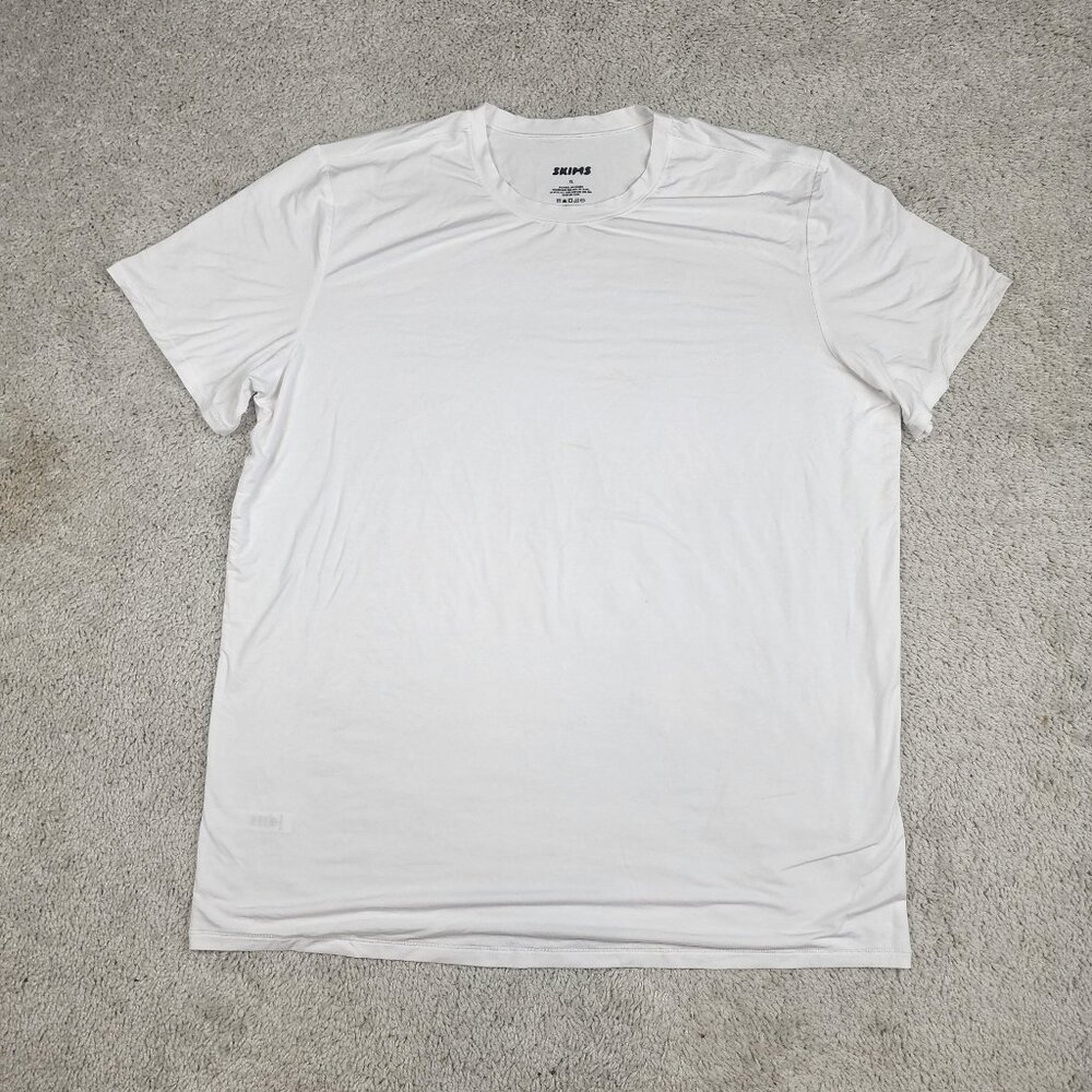 Skims Mens Casual Sleep T Shirt Crewneck Modal Stretch White Size XL USA Soft